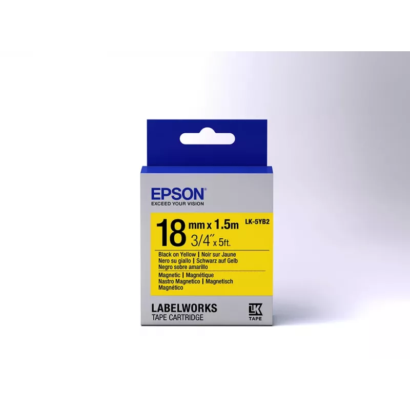 Epson LabelWorks LK-5YB2 cassette met magnetisch etiketlint, 18 mm x 1,5 m, voor LW-K400, LW-K400VP, LW-Z700FK