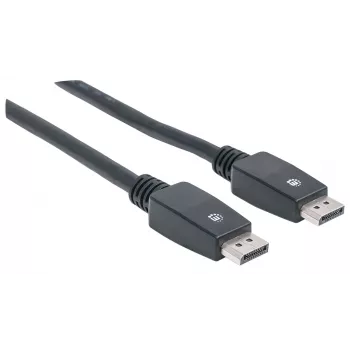 Manhattan DisplayPort 1.1-kabel, 4K@60Hz, 10 m, stekker naar stekker, met vergrendeling, volledig afgeschermd, zwart, levenslange garantie