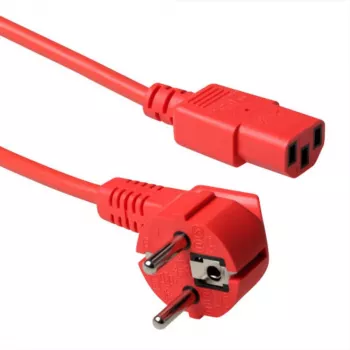 Netkabel ACT netstekker CEE 7/7 (haaks) naar C13-koppeling, 5 m, 250 V 10 A, rood