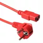 Netkabel ACT netstekker CEE 7/7 (haaks) naar C13-koppeling, 5 m, 250 V 10 A, rood