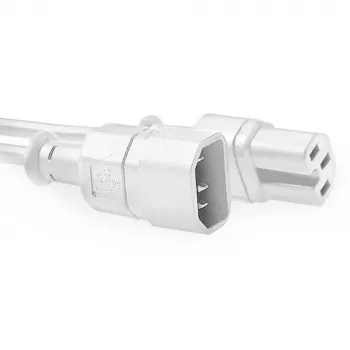 ACT netkabel C14 - C15 wit 1,2 m, 1,2 m, C14-koppeling, C15-koppeling, 250 V, 10 A