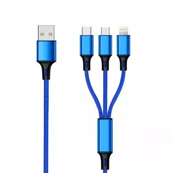 USB-kabel 2GO 797151 1,5 m USB-B USB-C/micro-USB-B/Lightning zwart blauw