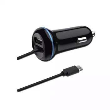 Mobiele oplader 2GO 797170 universeel zwart sigarettenaansteker auto 12/24V USB 1,4m