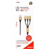 USB-kabel 2GO 797152 3m USB B USB C/micro-USB B/Lightning zwart goud