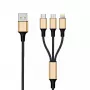 USB-kabel 2GO 797152 3m USB B USB C/micro-USB B/Lightning zwart goud