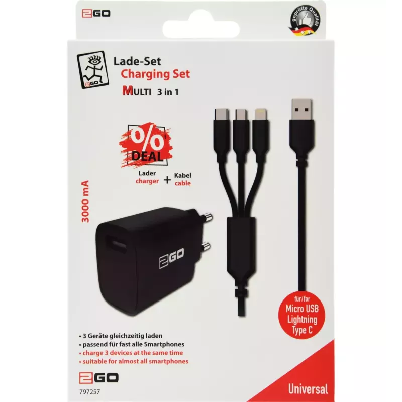 Mobiele oplader 2GO 797257 universeel zwart AC indoor 5V
