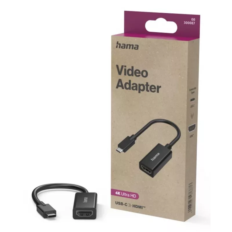 Video-adapter HAMA USB-C naar HDMI Ultra-HD 4K (model 00300087) – passieve verbinding voor video/audio