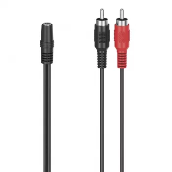 Audiokabel Hama 00305040 3,5 mm bus naar 2 x cinch-stekker zwart