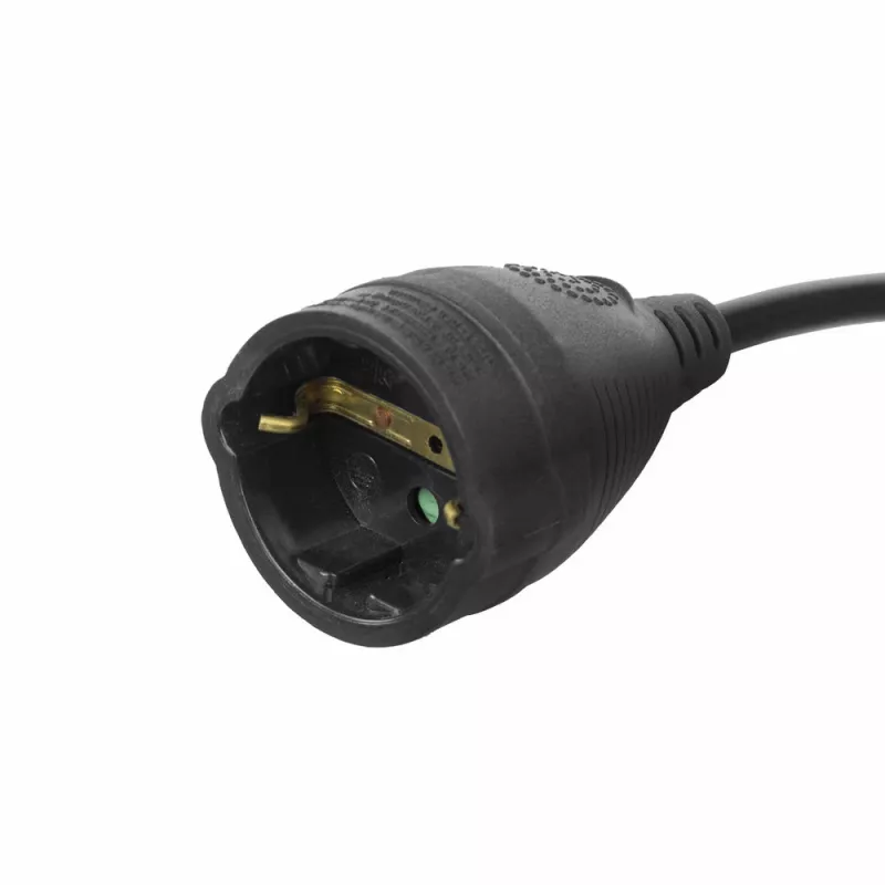 ACT stroomverlengkabel CEE 7/7 stekker (haaks) - CEE 7/7 bus zwart 10 m