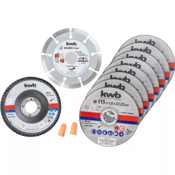 Doorslijpschijvenset KWB 712041 starterset 10 stuks vlakke opname voor baksteen, marmer, staal