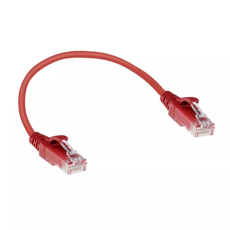 ACT rood 0,15 m LSZH U/UTP CAT6 datacenter-slimline-patchkabel met RJ45-stekkers