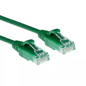 ACT groen 0,15 m LSZH U/UTP CAT6 datacenter-slimline-patchkabel met rastnasenschutzlosen RJ45-stekkers