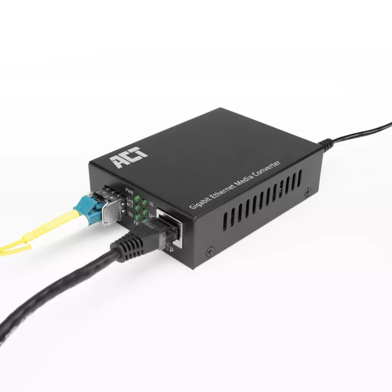 Netwerk-mediaconverter ACT AC4451 1000 Mbit/s multimode singlemode zwart