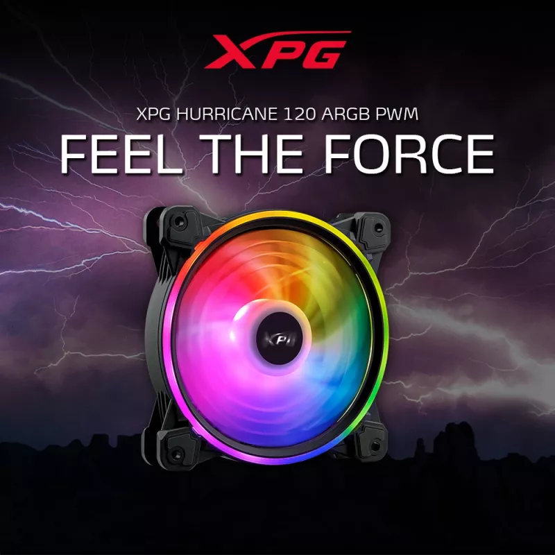 XPG HURRICANE 120 ARGB PWM zwart, ventilator, 12 cm, 600 RPM, 2000 RPM, zwart