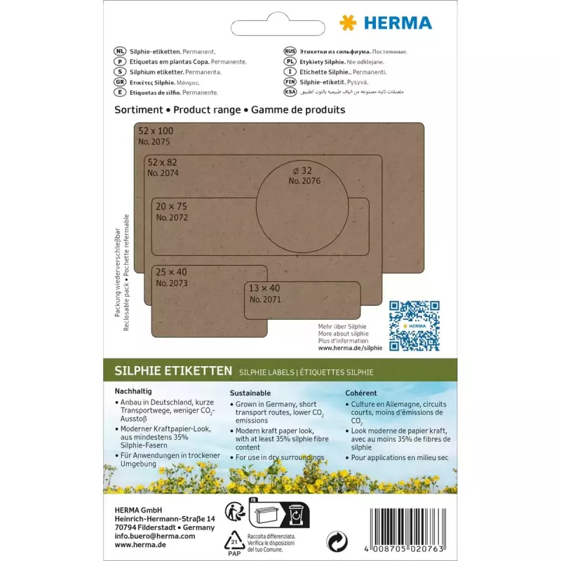 Zelfklevende etiketten HERMA 2076 rond permanent bruin 3,2 cm 360 stuks