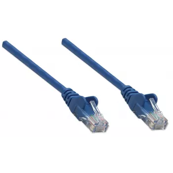 Intellinet netwerk-patchkabel, Cat6, 1,5 m, blauw, CCA, U/UTP, PVC, RJ45, vergulde contacten, zonder vergrendeling, trekontlasting, levenslange garantie