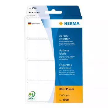 Adresetiketten HERMA eindloos leporello 88x35 mm wit papier mat 250 stuks