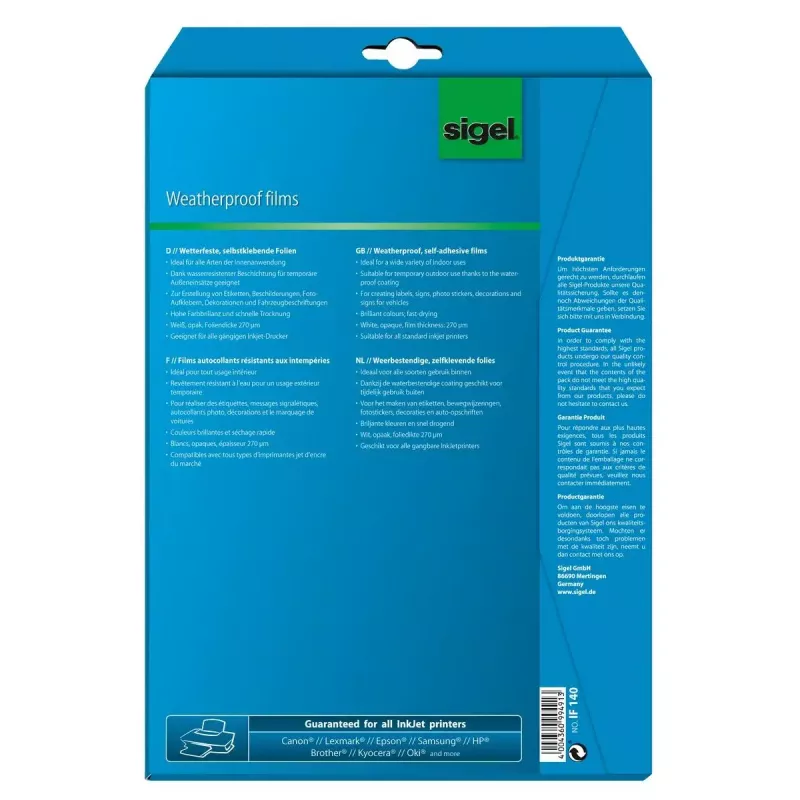 Zelfklevend printeretiket Sigel IF140