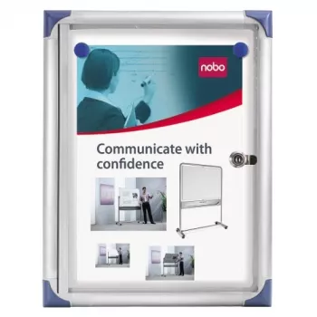Nobo extra platte magnetische afsluitbare infobord 1XA4, wit, aluminium, 1 x A4, schuifdeur, glas, 821 g