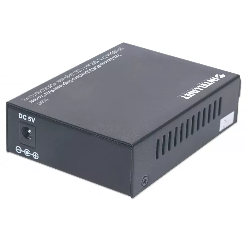 Intellinet 510547 Fast Ethernet WDM bidirectionele mediaconverter, 10/100Base-TX naar 100Base-FX (SC) singlemode, 20 km (12,4 mi), Rx1550/Tx1310 nm