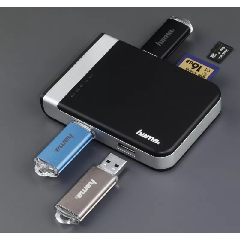 Hama 00054546 kaartlezer USB 3.2 Gen 1 (3.1 Gen 1) Type-A/Type-C zwart, zilver