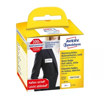 Avery AS0722560 zelfklevend etiket afgeronde rechthoek herbruikbaar wit 200 stuks