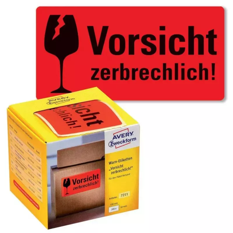 Zelfklevende etiketten Avery 7211 afgeronde rechthoek rood