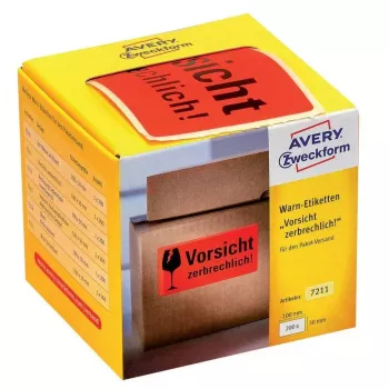 Zelfklevende etiketten Avery 7211 afgeronde rechthoek rood