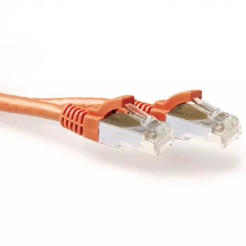 ACT oranje 10,00 meter SFTP CAT6A patchkabel, rastnasbeschermd, met RJ45-stekkers