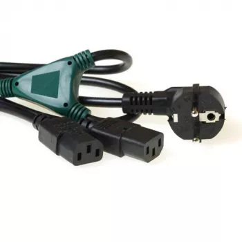 ACT Powercord splitkabel netaansluiting CEE7/7 stekker - 2 x C13 splitsing bij: 1,00 m