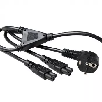 ACT stroomverdeelkabel CEE7/7 stekker (haaks) - 2 x C5 1,80 m