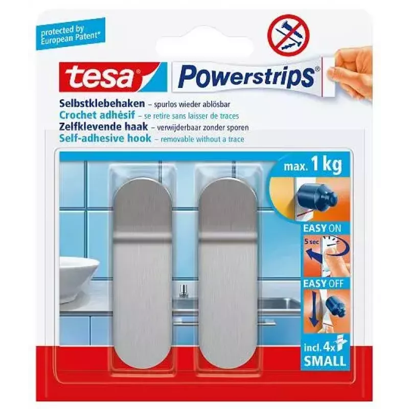Handdoekhaak TESA 57045-00000 metallic indoor 2 stuks