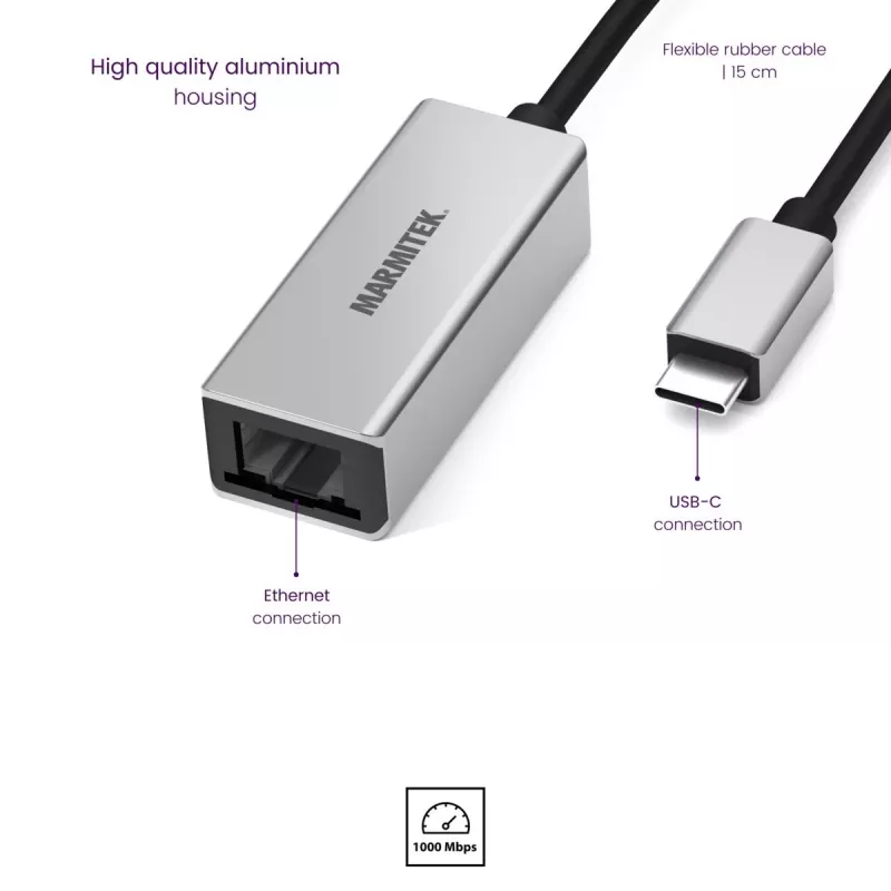 Marmitek Connect USB-C naar Ethernet-adapter 8373