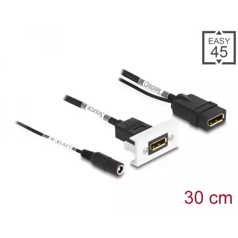 DeLOCK Easy 45 DisplayPort 4K 60 Hz module met DC-voeding 2,1 x 5,5 mm