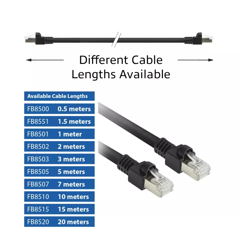 ACT zwart 15 meter S/FTP CAT7 PUR flex-patchkabel rastnasenvrij met RJ45-stekkers (CAT6A-conform)