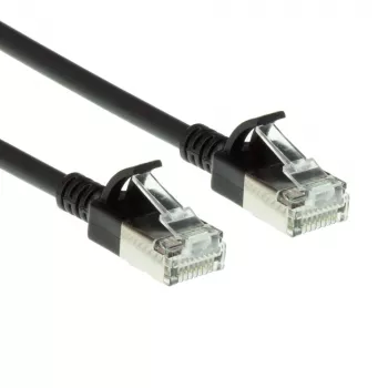ACT zwart 10 meter LSZH U/FTP CAT6A datacenter slimline patchkabel met rastvrije RJ45-stekkers