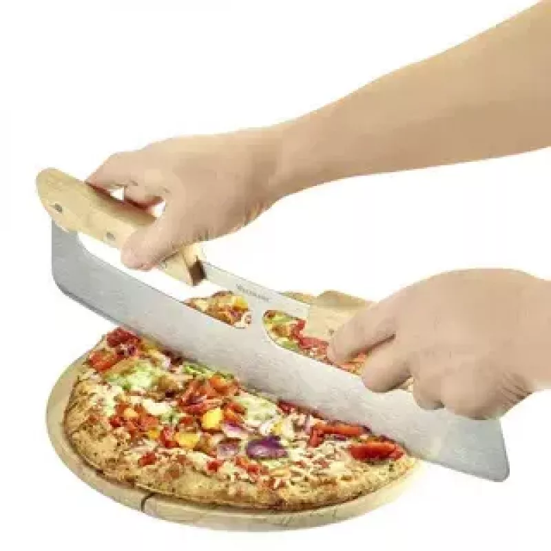 Westmark Pro 13262260 pizzasnijder, roestvrij staal, hout, zilver/bruin