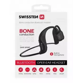 Hoofdtelefoon Swissten beengeleiding Bluetooth V5.0 zwart