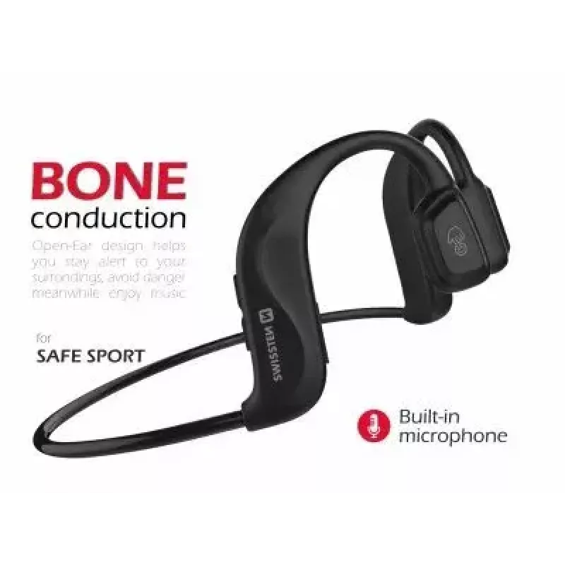 Hoofdtelefoon Swissten beengeleiding Bluetooth V5.0 zwart