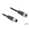 Netwerkkabel DeLOCK M12 kabel A-gecodeerd 8-polig stekker naar bus Cat5e 2 m zwart