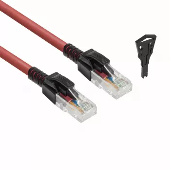 ACT rood 1 meter U/UTP CAT6A LSZH vergrendelbare patchkabel snagless met RJ45-stekkers