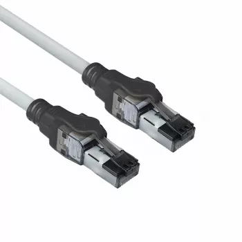 ACT grijs 1 meter S/FTP CAT6A IDC 4PPoE / PoE++ 100W LSZH patchkabel rastnasenschutz met RJ45-stekkers