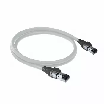 ACT grijs 1 meter S/FTP CAT6A IDC 4PPoE / PoE++ 100W LSZH patchkabel rastnasenschutz met RJ45-stekkers