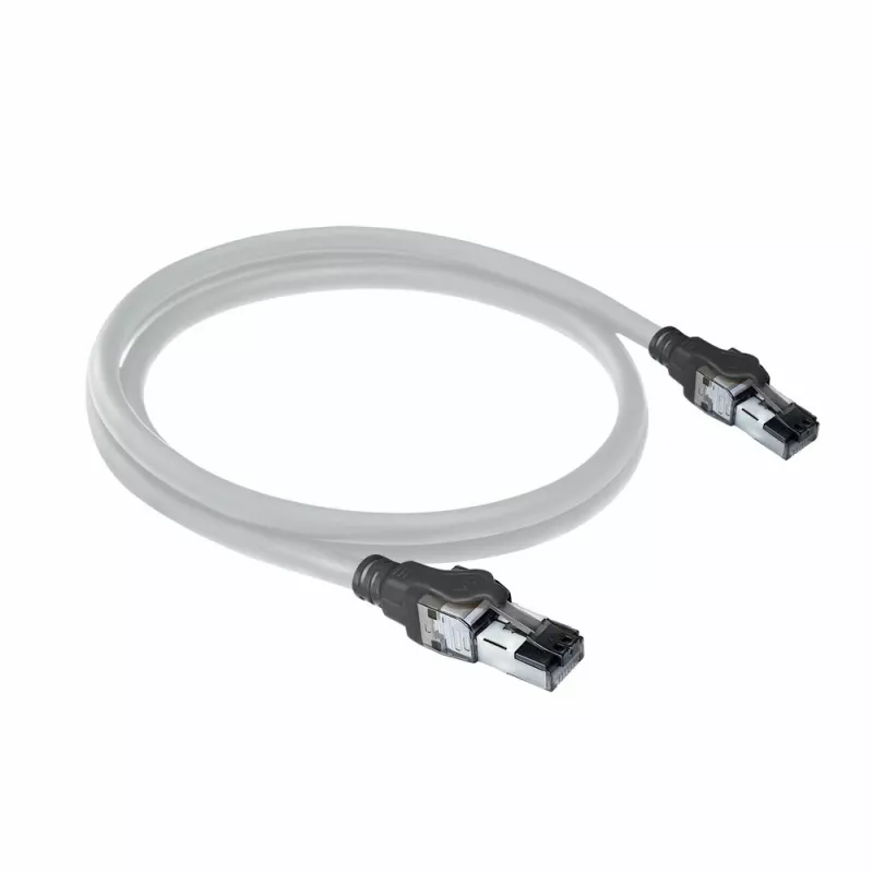 ACT grijs 3 meter S/FTP CAT6A IDC 4PPoE / PoE++ 100W LSZH patchkabel rastnasenfrei met RJ45-stekkers