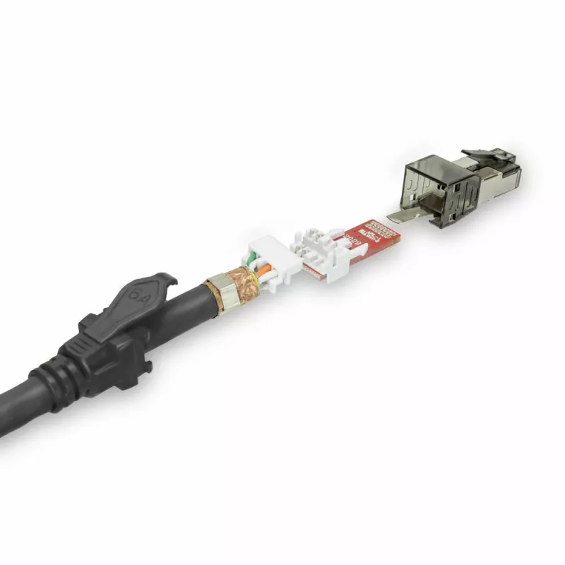 ACT zwart 3 meter S/FTP CAT6A IDC 4PPoE / PoE++ 100W LSZH patchkabel rastnasenschutz met RJ45-stekkers