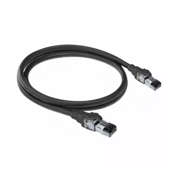ACT zwart 5 meter S/FTP CAT6A IDC 4PPoE / PoE++ 100W LSZH patchkabel snagless met RJ45-stekkers