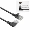 ACT zwart 1 meter U/UTP CAT6A LSZH slimline patchkabel met RJ45-stekkers 90° haaks naar recht