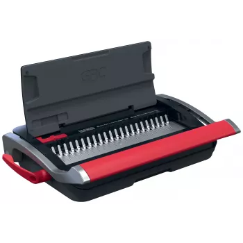 GBC CombBind® CB15 handmatige bindmachine, kam-bindmachine, handmatig, 165 vel, zwart, rood