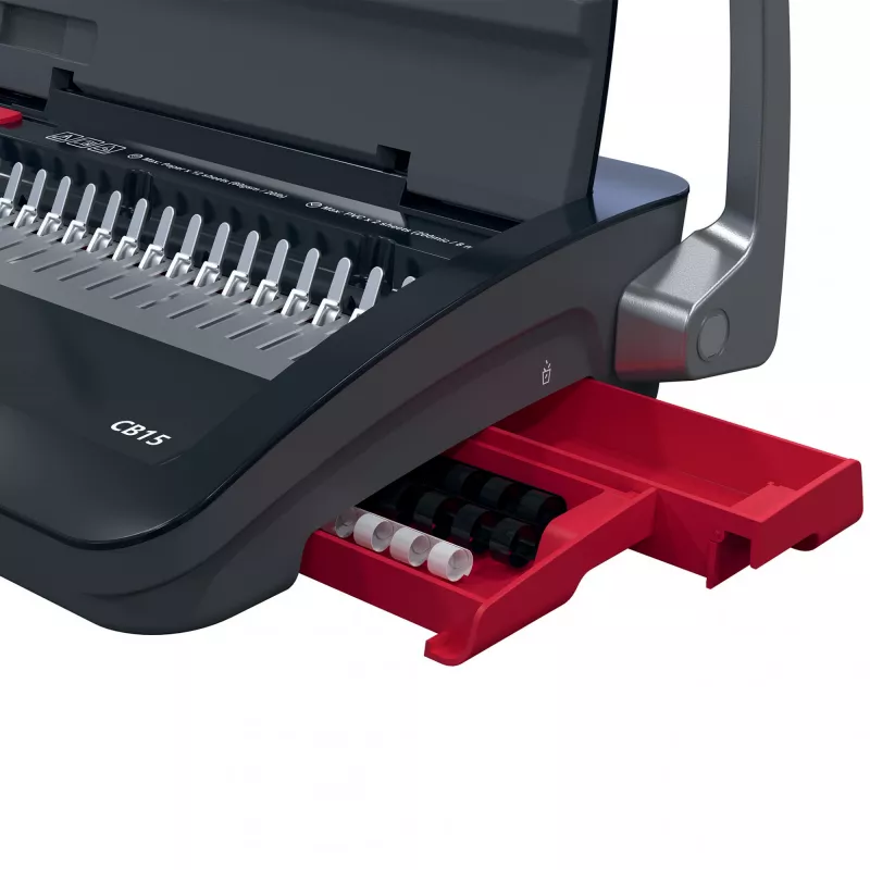 GBC CombBind® CB15 handmatige bindmachine, kam-bindmachine, handmatig, 165 vel, zwart, rood
