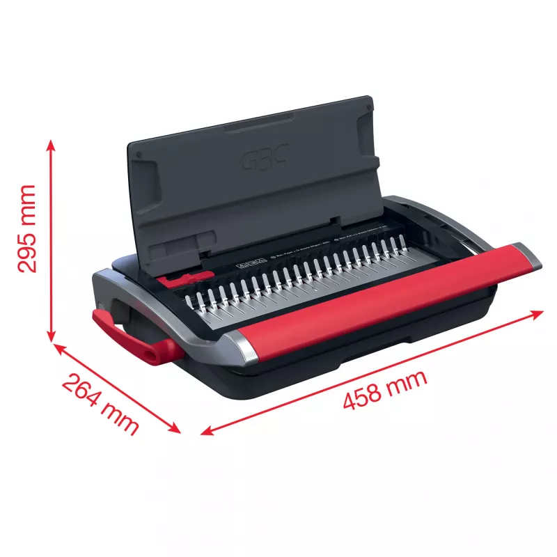 GBC CombBind® CB15 handmatige bindmachine, kam-bindmachine, handmatig, 165 vel, zwart, rood